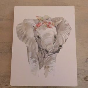 Watercolor Baby Elephant Solid Wood Painting